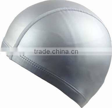 PU Stripes water quality lycra polyester sport swimming caps