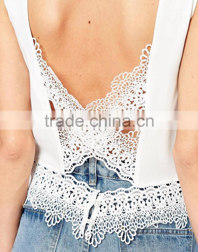 sleeveless women knit crochet cross back blouse tops