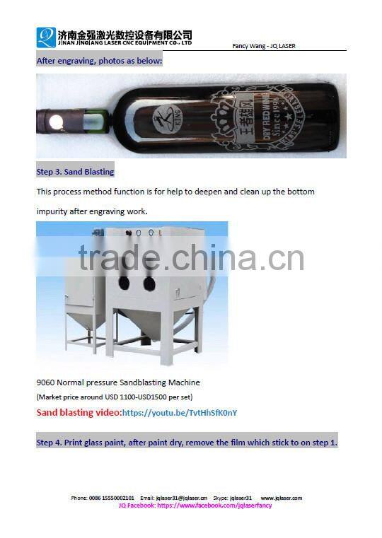 laser rotary engraving on glass bottle