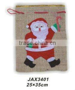 Linen x'mas bag with snowman patch