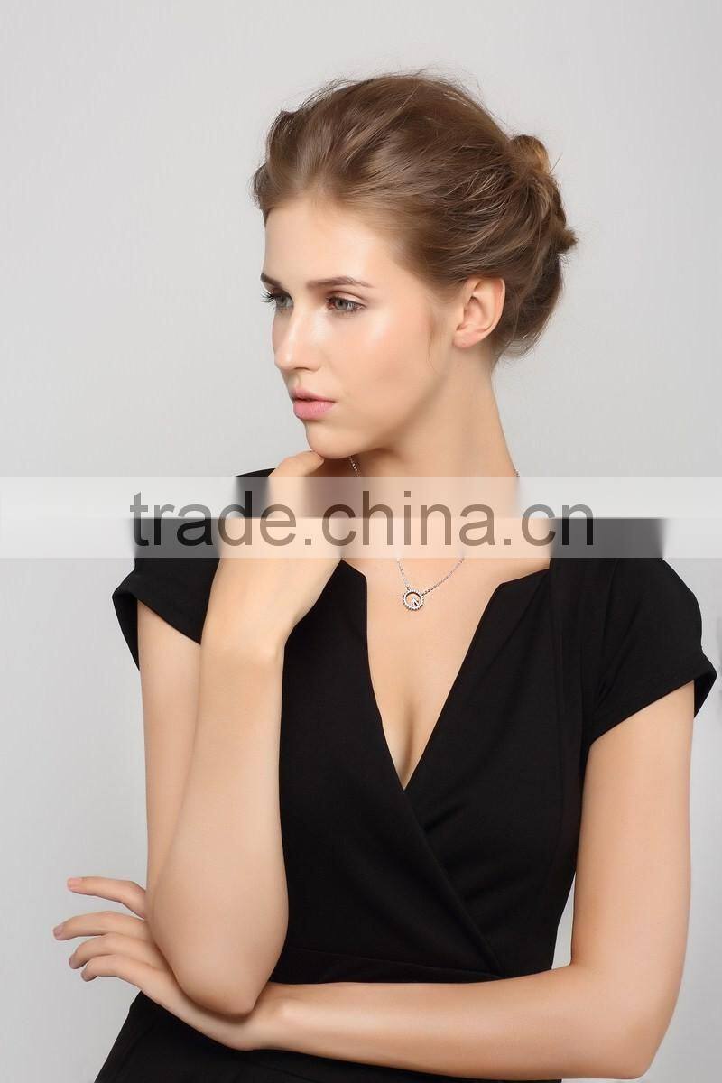 Latest wall clock shape design 925 sterling silver circle pendant