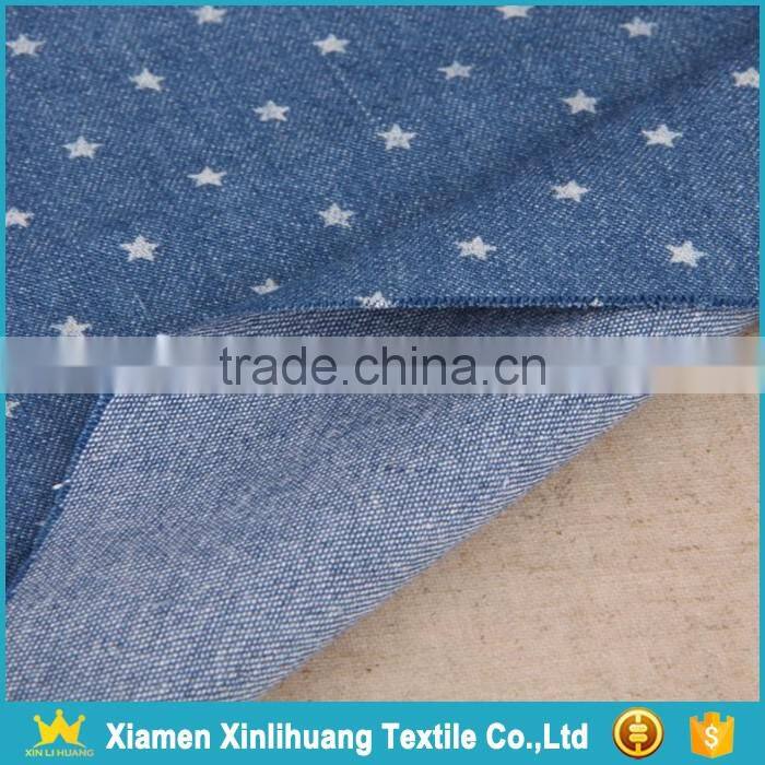 Wholesale Cheap 85% Cotton 15% Polyester Printed Denim Fabric
