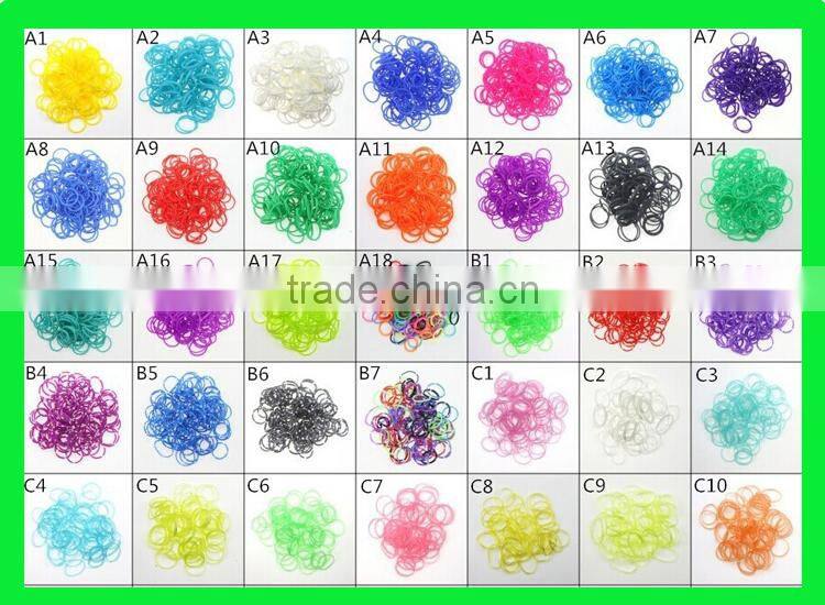 rainbow color silicone band loom kits/ DIY rainbow rubber band bracelet /colorful latex free loom bands