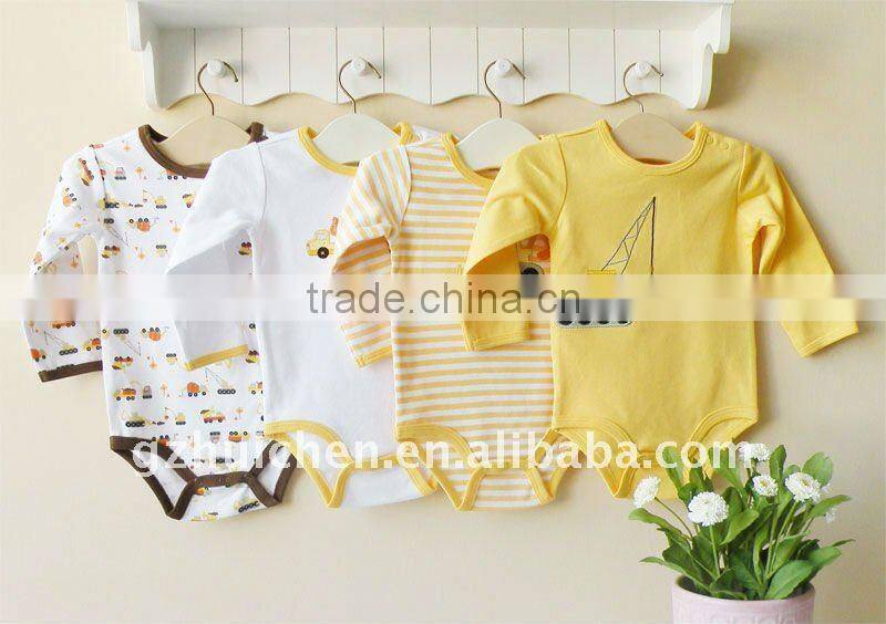 mom and bab 2012 sping baby romper 100% cotton embroider long sleeve bodysuit