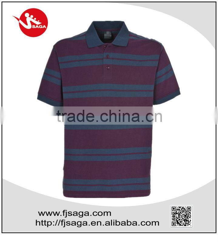 Men's fashion high quality cotton pique stripe polo shirt