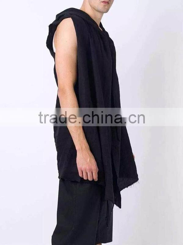 Unique Designer Mens Vest Extended 2016 Spring Streetwear fashion Men's Vest with Hood
