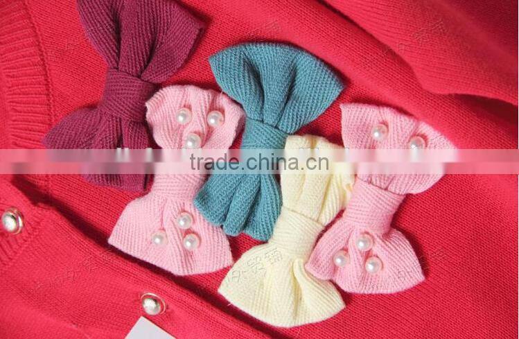 wholesale fancy bows trims ruffle knitted girls baby wool sweater
