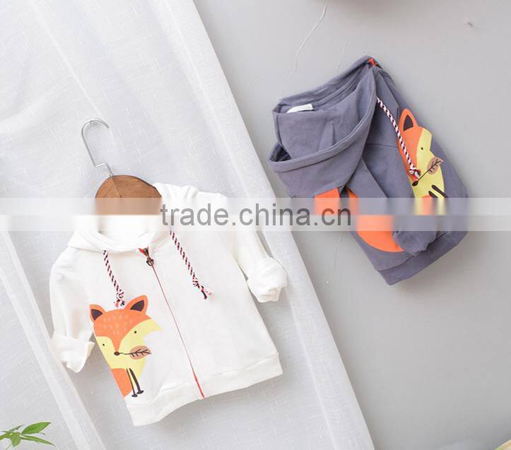 YE5202 autumn 2017 children clothing zipper cartoon boys hooded coats