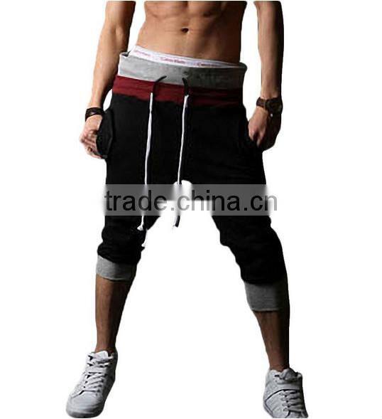 OEM bulking buy closed bottom polyester/cotton yarn custom pocket half pants for men