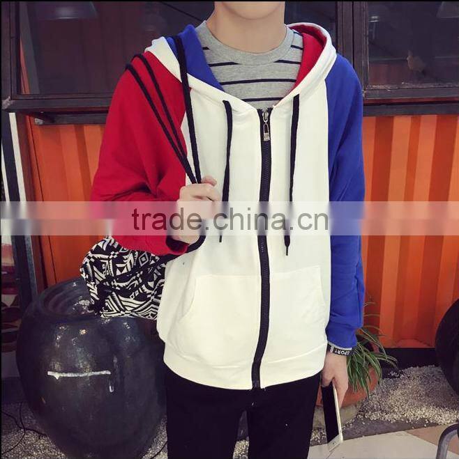 2016 promotional custom cotton men's hip hop hoodie with different colored sleeves