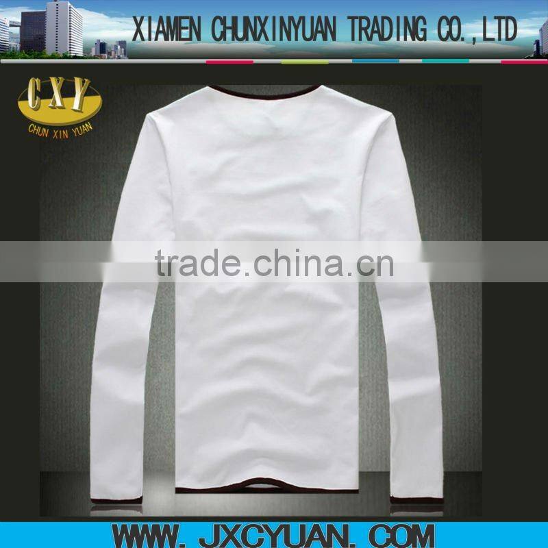 2016 wholesale white Korean men t-shirt cheap long sleeve