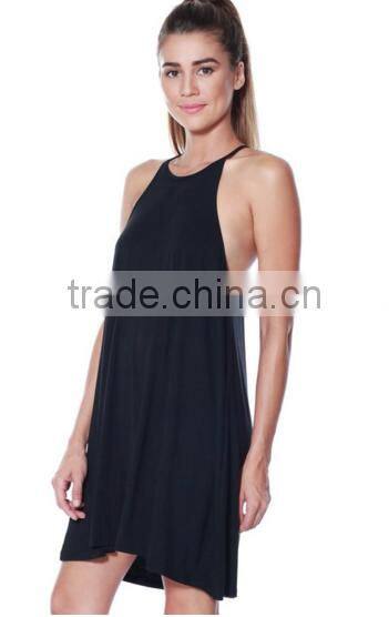 Plus Size Women Clothing Knit Halter Neck Spaghetti Swing Dress For Ladies