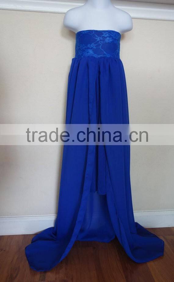 Mommy And Daughter Party Dress Maternity Blue Chiffon Floor Length Gown Dress
