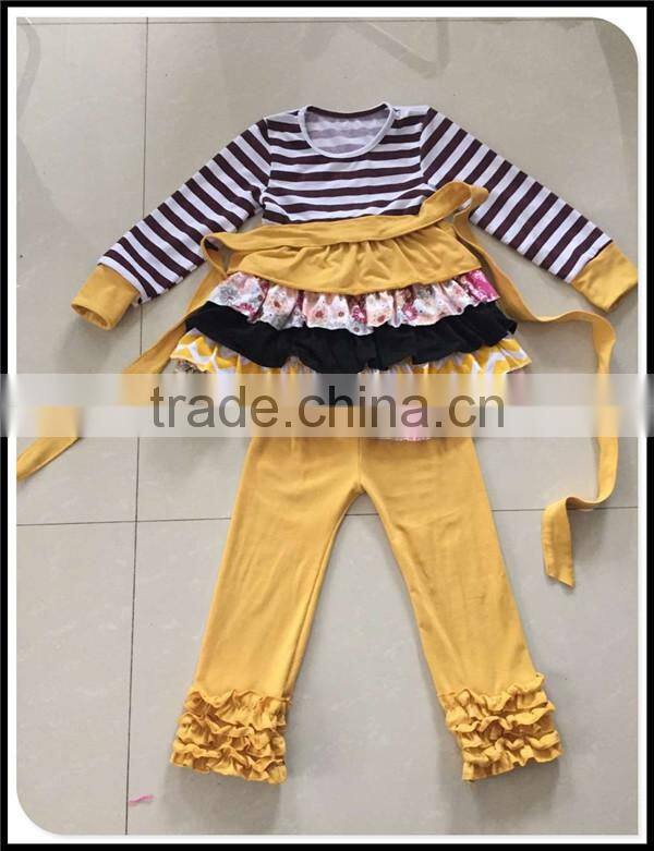 2016 High quqlity green and white stripe kids 100% cotton pajamas children's sleepwear clothing set wholesale