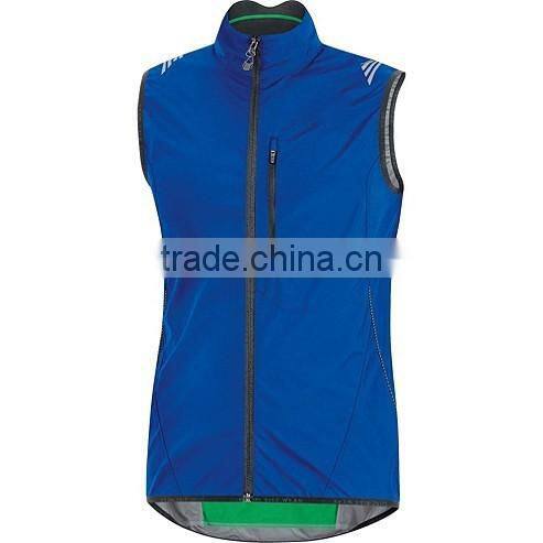 Top quality sleeveless waterproof breathable cycling jacket for men