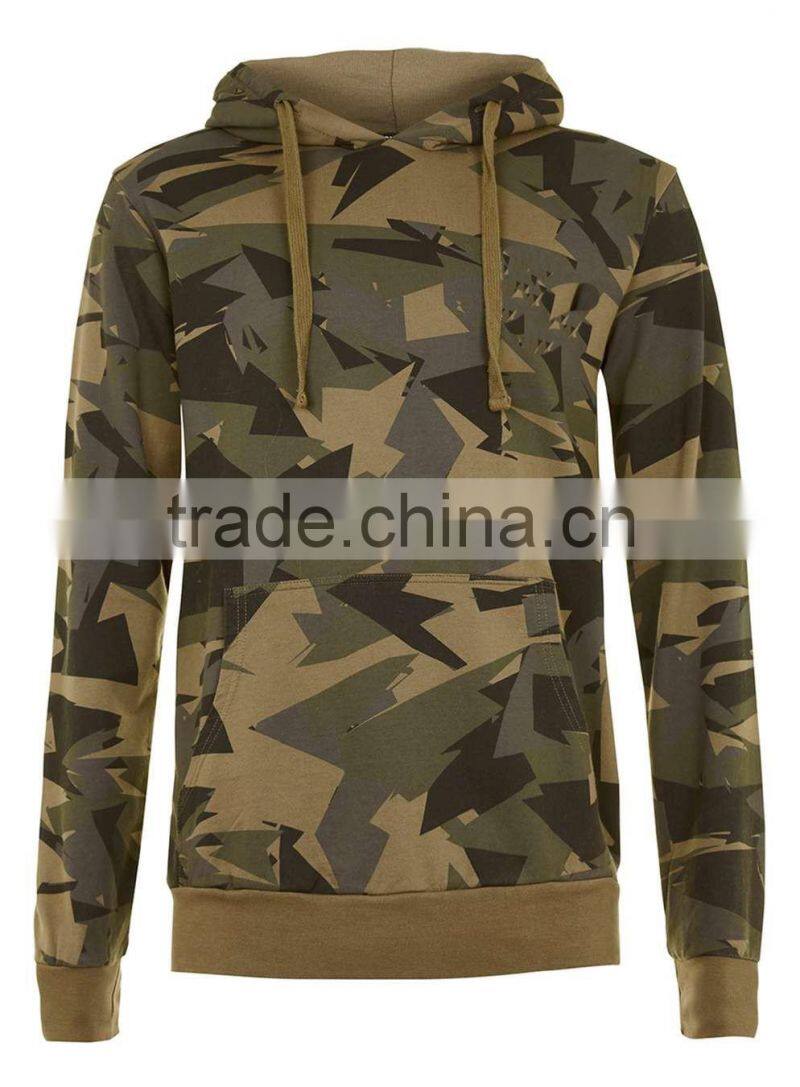 100%Cotton long sleeve camo hoodie wholesale fashion hoody for men 2016
