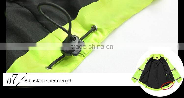 Good quality cycling rain hi vis reflective safety jacket with led lights