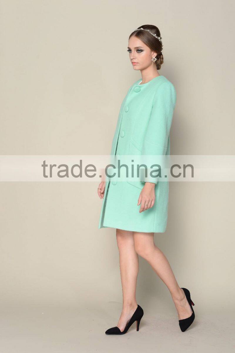 long style elegant plain red and green ladies fashion winter coat factory