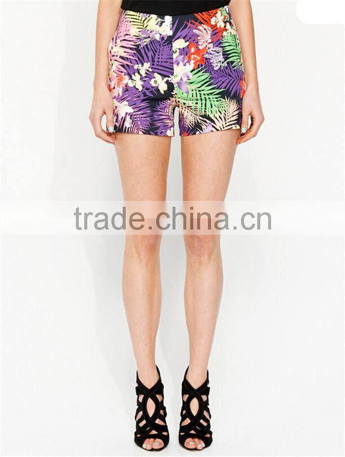 high end causal floral ladies wholesale spandex shorts women