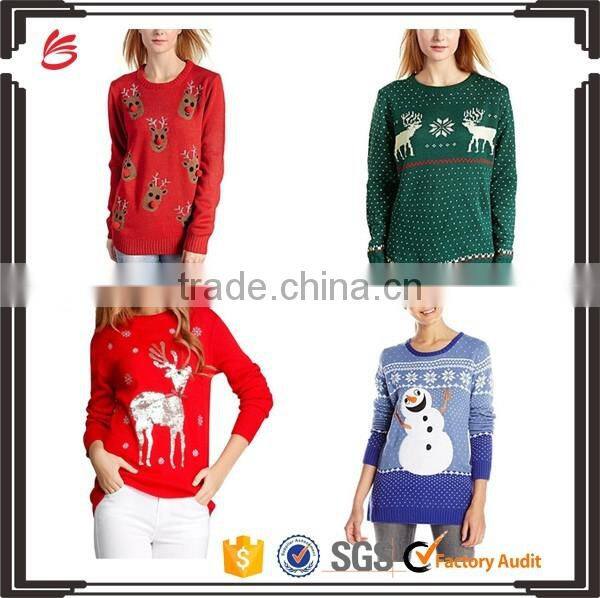 Fashion casual christmas sweater knitting patterns adult cute jumper