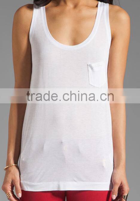 Loose Pocket Tank in White