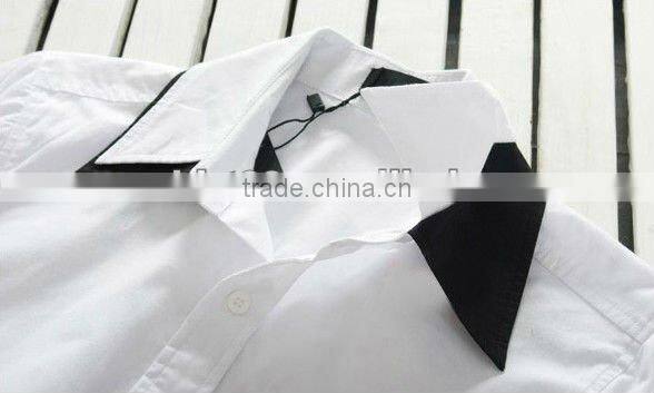 2016 mens new fashion double collar cuff and pocket piping fitted casual shirt