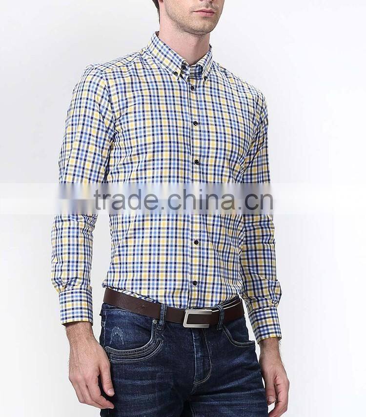 Long sleeve formal shirts for men fancy plaid printed garments