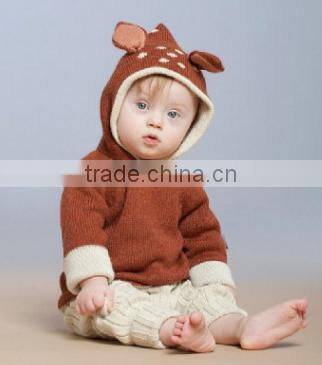 Deer Ear Baby Sweater Zipper Cardigan With A Hood Children Sweater