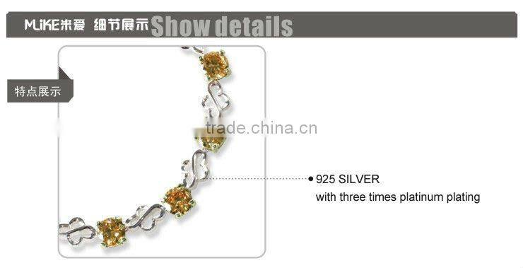 heart 925 silver bracelet with CZ stone M3002