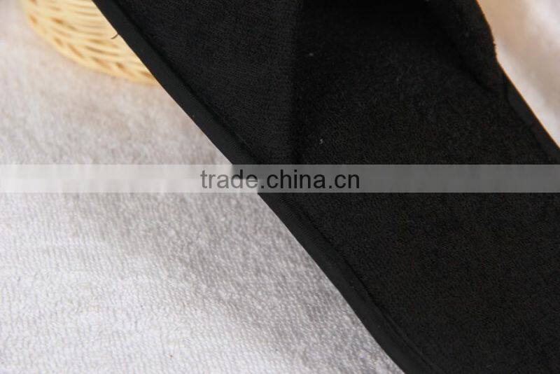black anti-slip hotel terry towel slipper