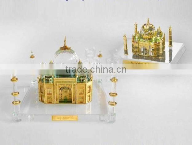 High Quality K9 crystal Taj Mahal model with 24k gold plating metal JC0002