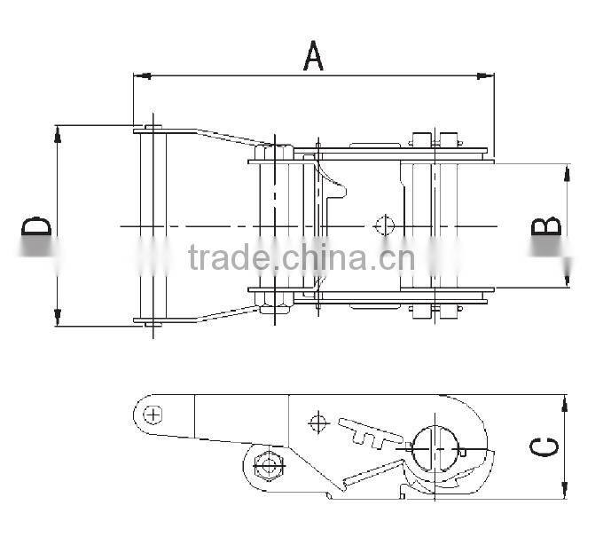 ratchet for lashing belt, ratchet with finger line handle, yellow zinc plated