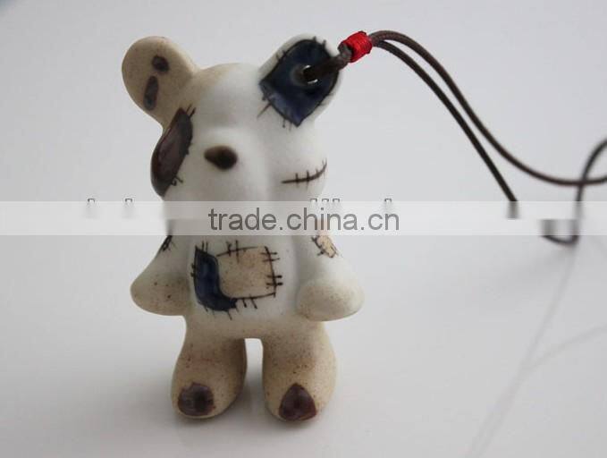 'Patch Bear' Promotion Gifts for Decorations Accessory,China Novelty Ceramic Mobile Charms,Promotional Mobile Phone Pendant