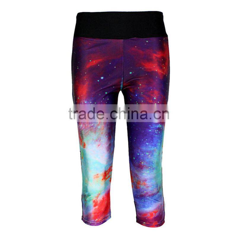 Women 3D Printing Capri Plus Szie Leggings Low Waist Pocket Decoration S130-10