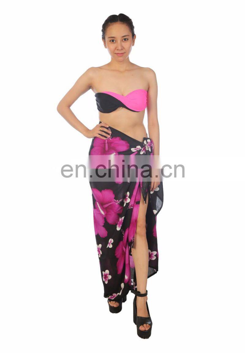 Lofbaz Women's Beach Pareo Sarong Fringeless Wrap Dress Rayon Sexy Cover-up Swimwear Summer