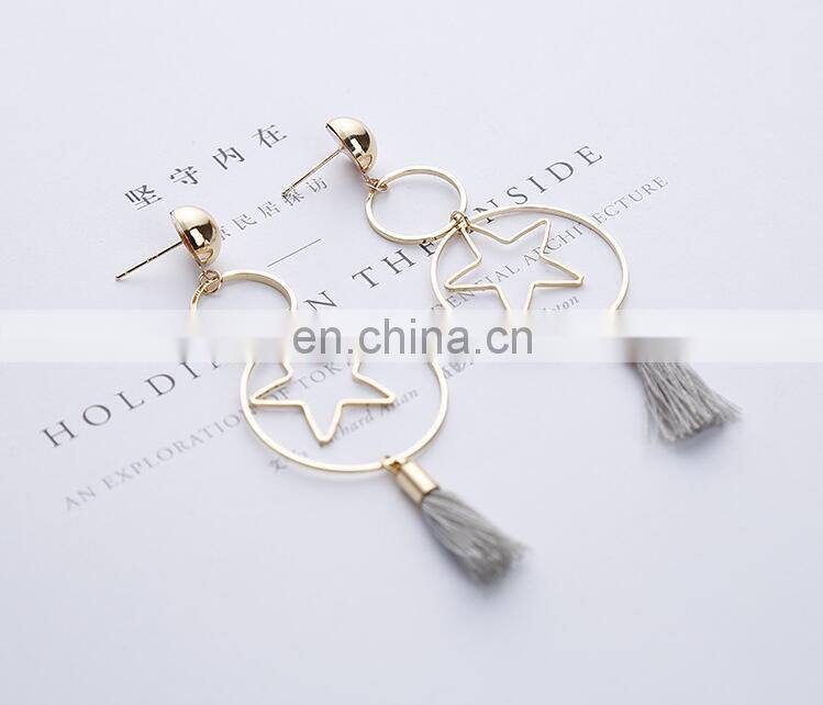 Contracted Han Guoer nail female long tassel earrings hand geometry eardrop asymmetric earrings wholesale pearl earrings