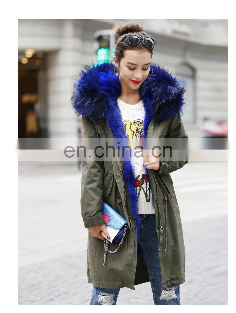 2016 Fashion Chinese Military Great Coat / Hot Sale Parka with Big Raccoon Fur Trim Hood