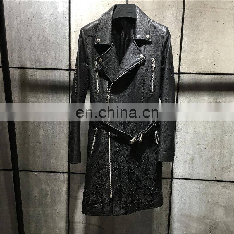 Wholesale New Product Sheep Skin Leather Coats Fashion Genuine Long Leather Coat