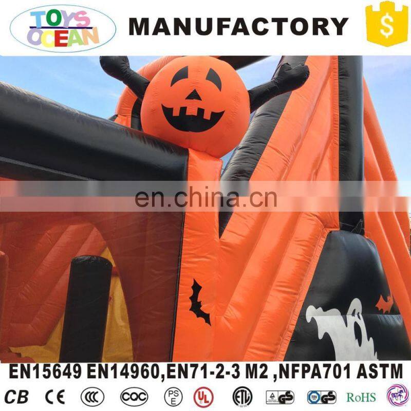 Outdoor halloween pumpkin Inflatable obstacle course for kids party used