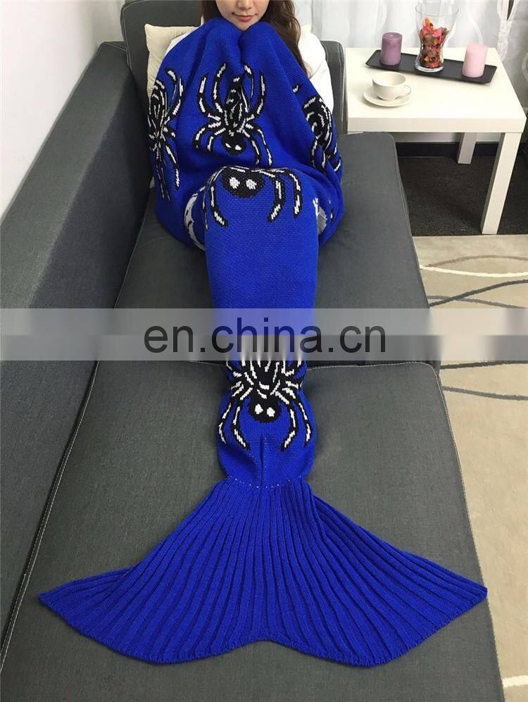 Funny Pattern Mermaid Tail Blanket Crocheted Knitting Wool For Adult Kid Sofa Bed Sleeping Bag
