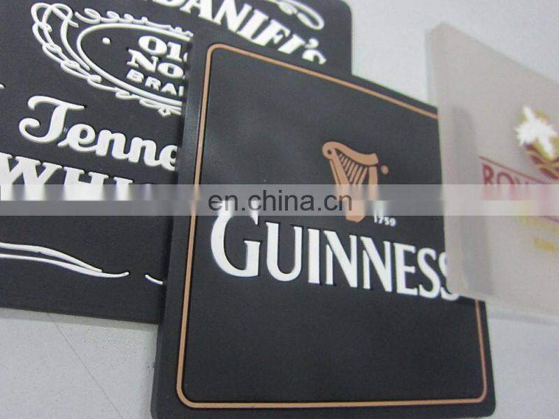 Personalized square soft pvc beer drink pad and cup stacking mat