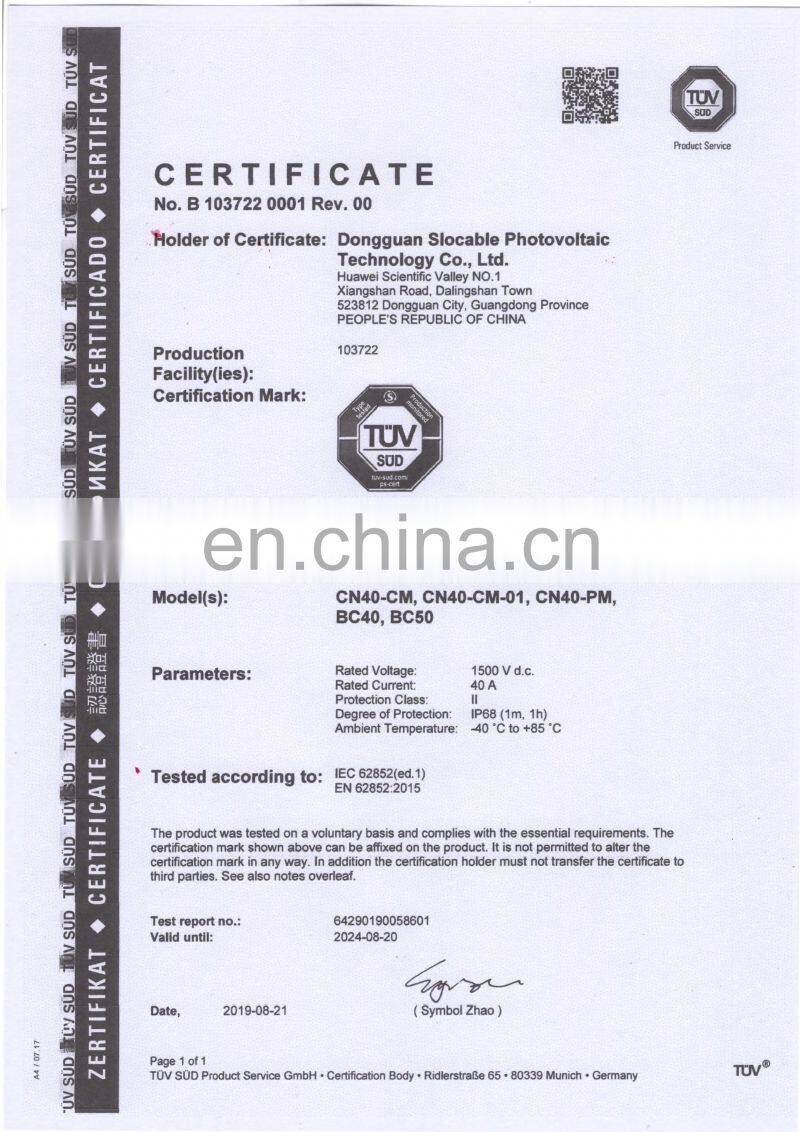 PV Solar y branch solar cable connector for Cable Wires