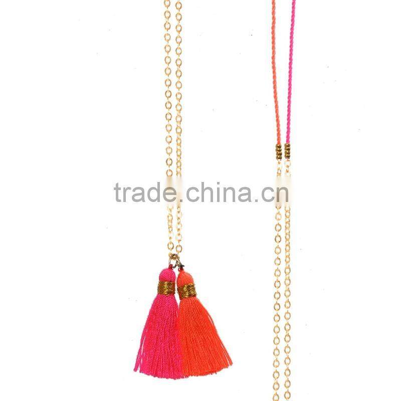 2016 fashion DIY colorful crystal pendant necklace, beaded tassel necklace