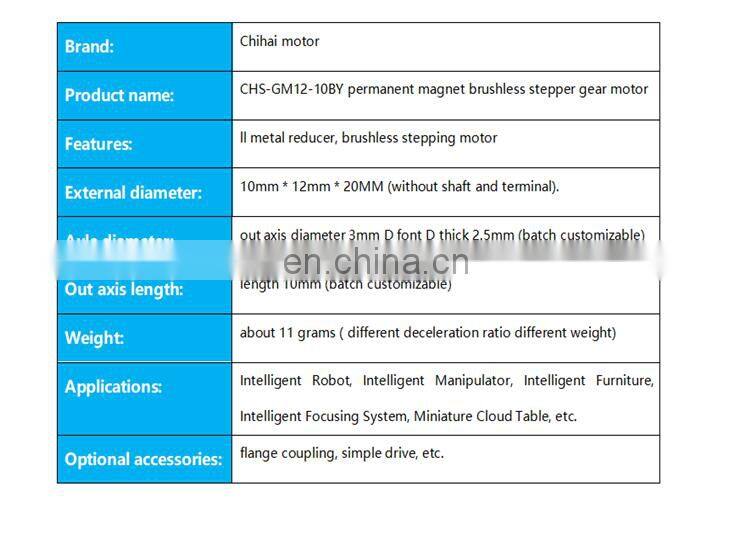 ChiHai Motor CHS-GM12-10BY-55M4 2 phase 4 wire Stepper Gear Motor 39 Ohm DC 5.0V 12.0V Long Thread Reduction Motor