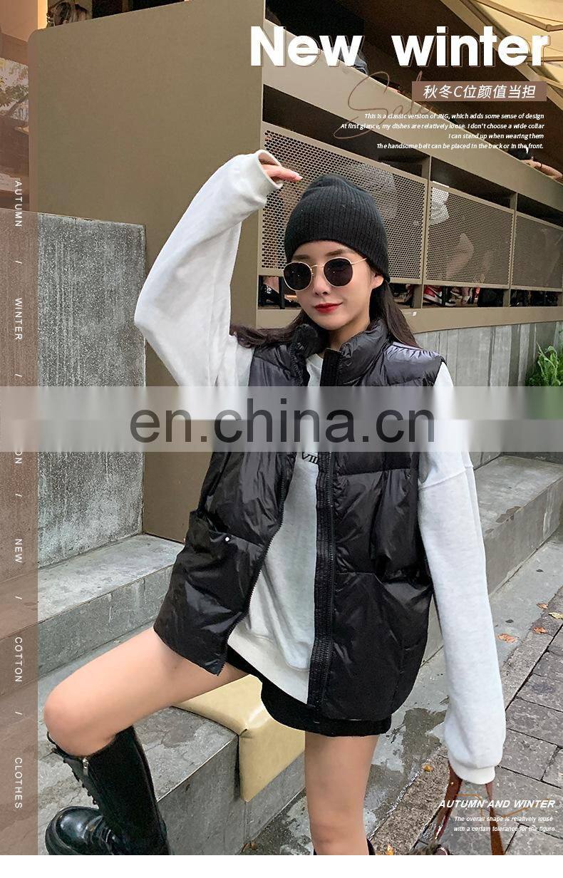 New Arrival Women Down Filled Solid Sleeveless Jacket Custom Winter Down Puffer Vest Short Casual Women's Jackets