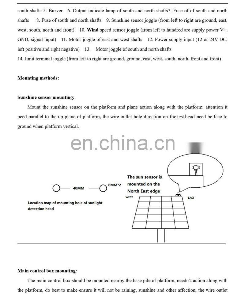 Automatic Dual Axis Solar Tracker Controller W/O Remote Control Wind Speed Sensor