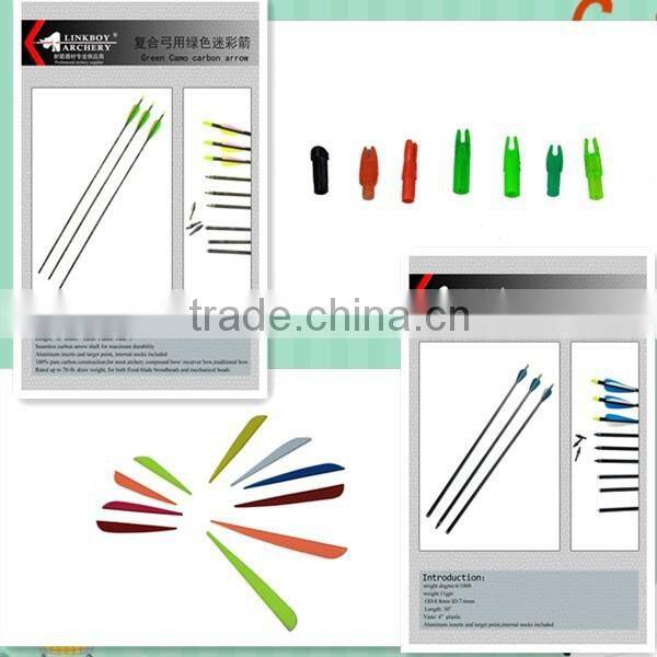 Hot Sale Linkboy Plastic Vanes Black Carbon Arrow Hunting