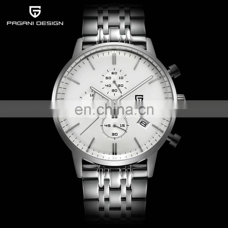 PAGANI DESIGN 2720K Top Brand Luxury Stainless Steel Clock Simple Chronograph Waterproof Sport Military Quartz Men Watches