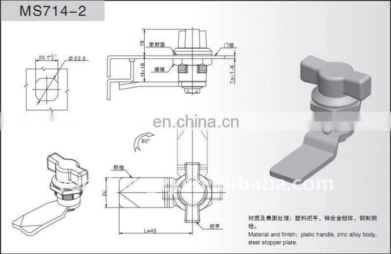 MS714-2 Plastic Handle Zinc Alloy Cabinet Cam Lock