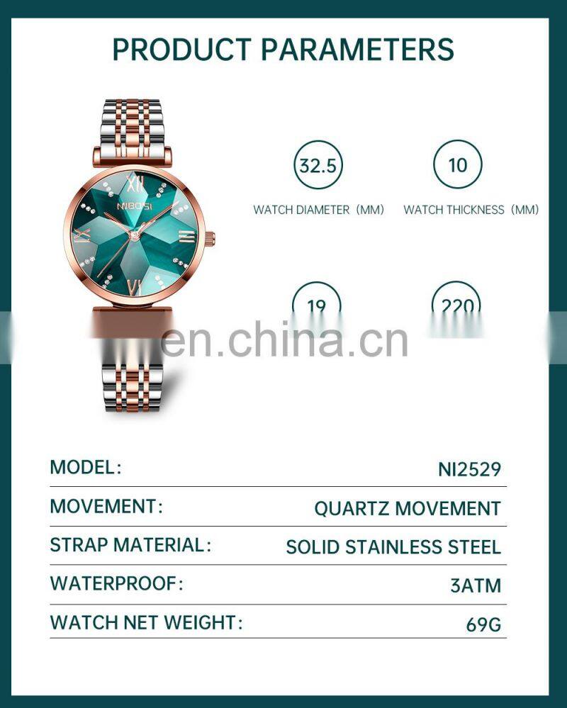 NIBOSI Luxury Women Quartz Watches Ladies Creative Bracelet Wristwatches Female Clock Relogio Feminino Montre 2529